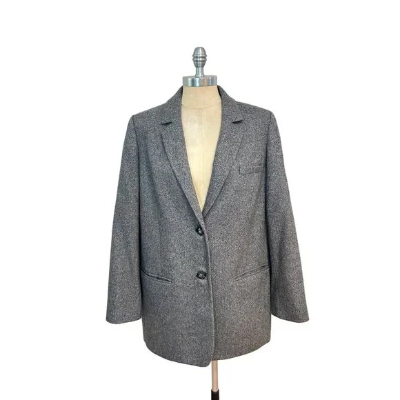 Everlane The Oversized Blazer in Wool Gray Herringbone size 10 - Picture 5 of 9